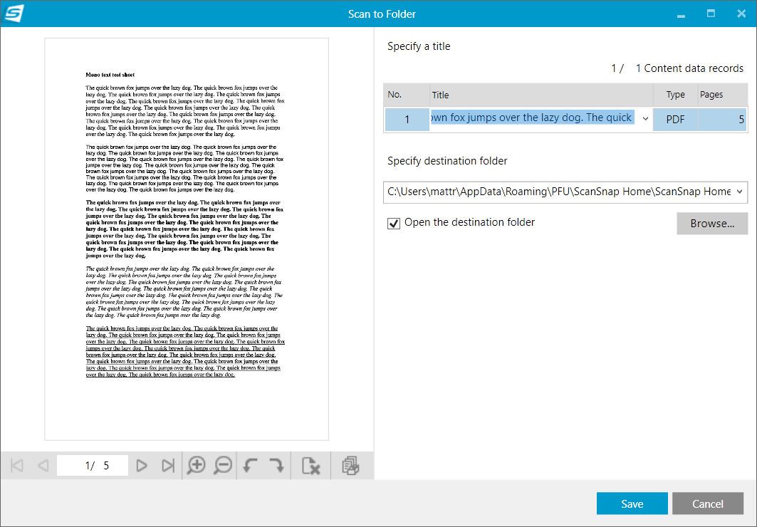 ScanSnap iX2500 Windows software screengrab