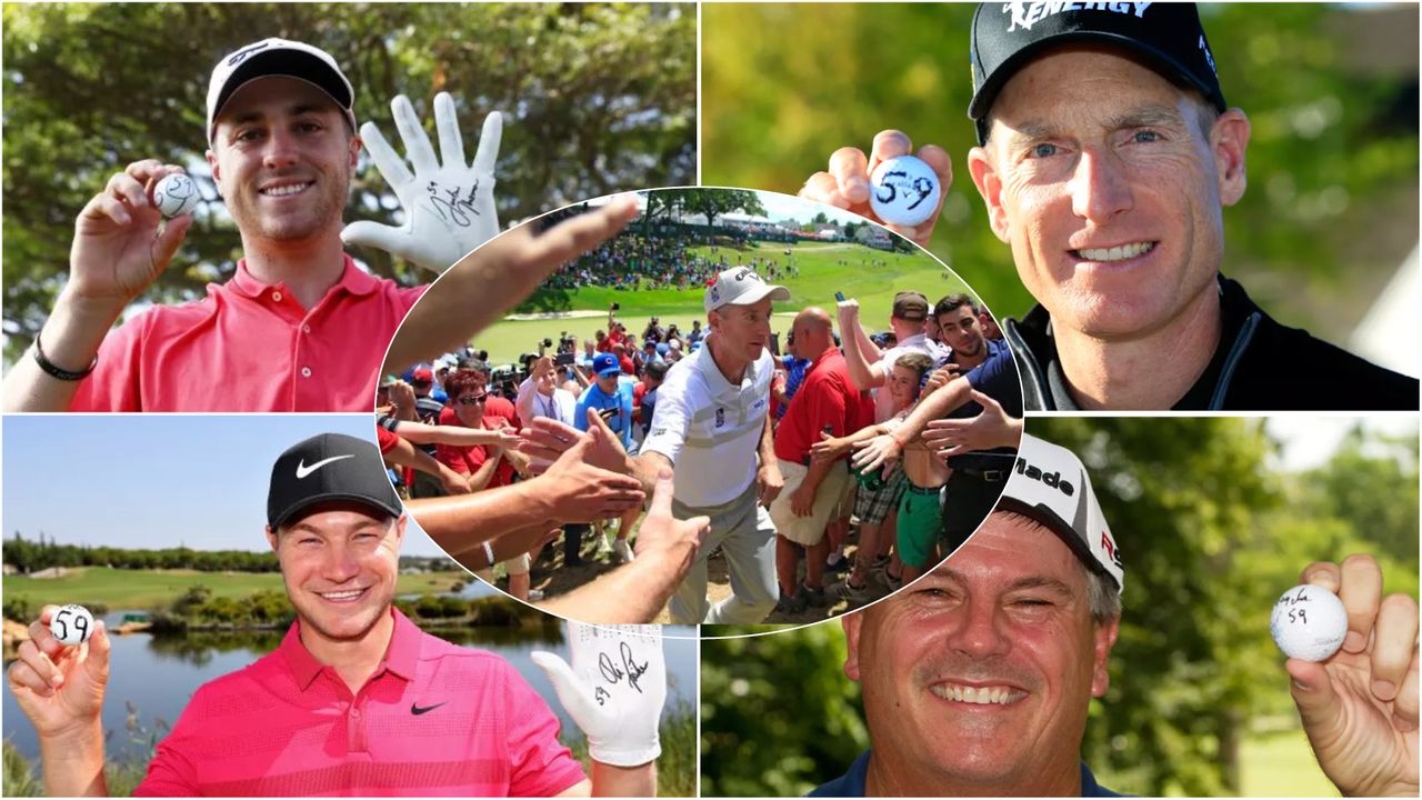 Montage of golfers who have broken 60 on men&#039;s professional tours