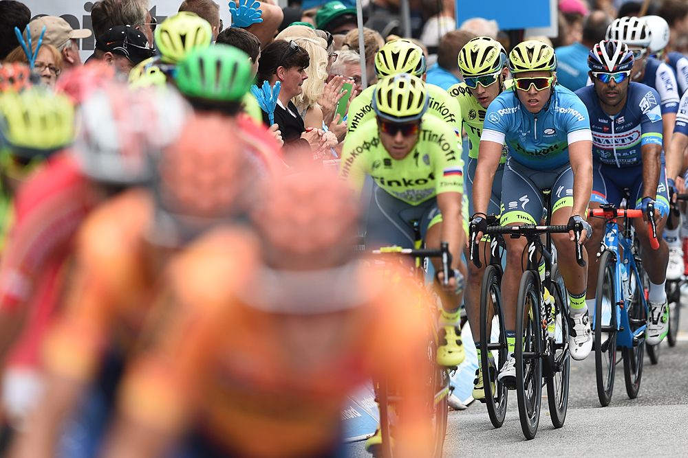 Tinkoff sitting in the field during stage 5 Tour of Denmark