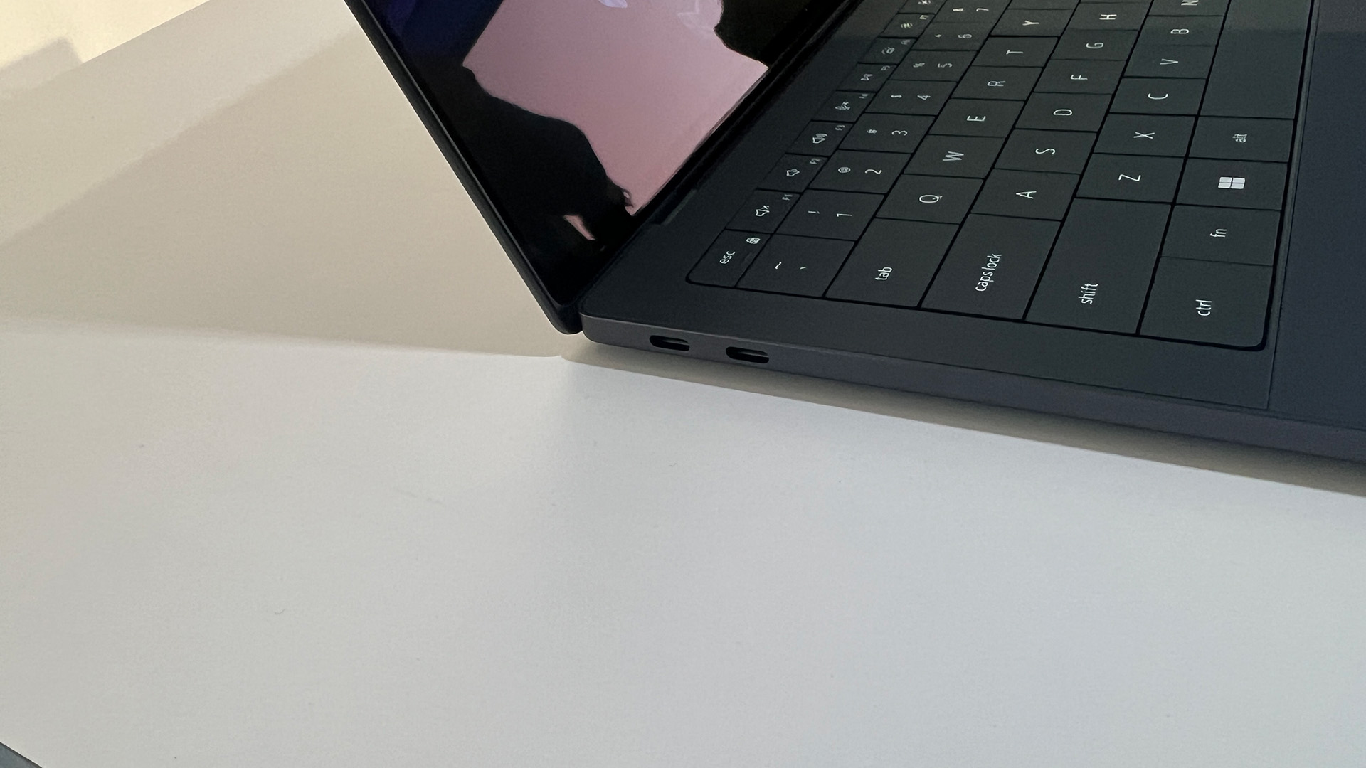 A Dell XPS 14 sitting on display