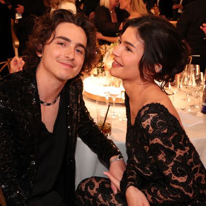 Timoth&eacute;e Chalamet and Kylie Jenner attend the 81st Golden Globe Awards