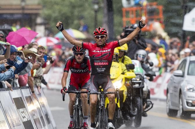 Janier Acevedo (Jamis-Hagens Berman) wins stage 4 of the USA Pro Challenge over Tejay van Garderen (BMC).