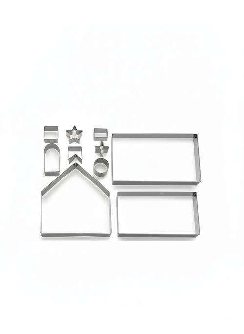 3d Christmas Gingerbread House Cookie Cutters, Fantasyday 10 Pcs Stainless Steel Cartoon Biscuit Cutter Mould for Holiday Diy Baking Cake Fondant Sugarcraft Muffin Pastry Bakeware Decoration(gift Box)