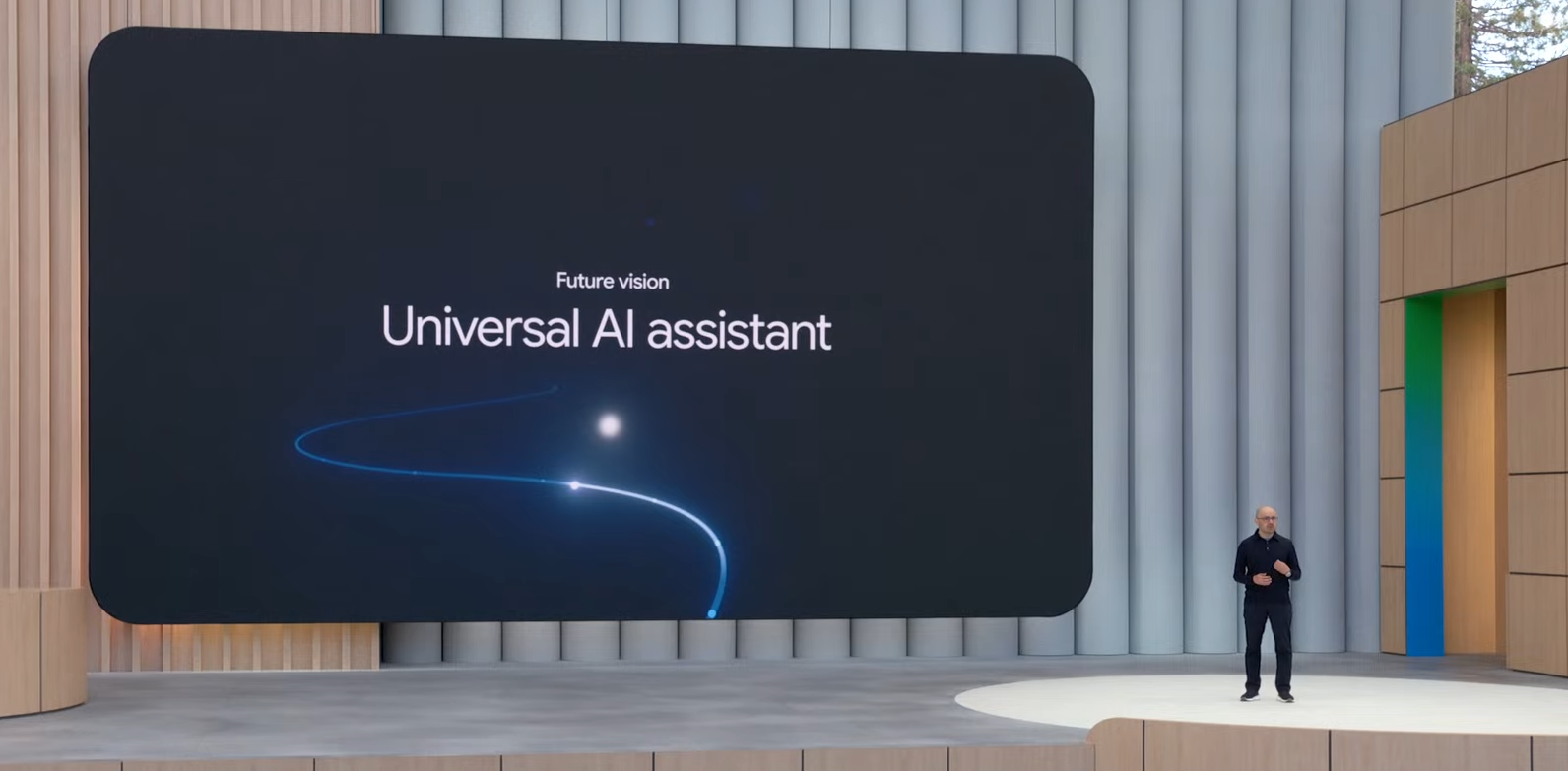 A slide showing Google's Universal AI assistant plans.