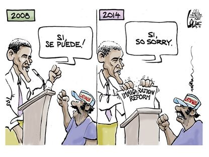 Obama cartoon immigration politics midterms