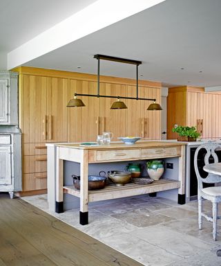 kitchen with cabinets and island