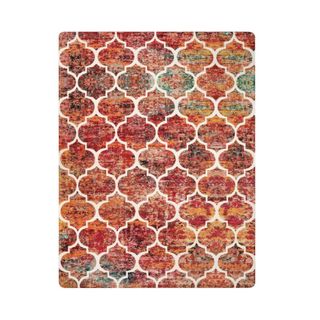 A colorful Moroccan patterned rug