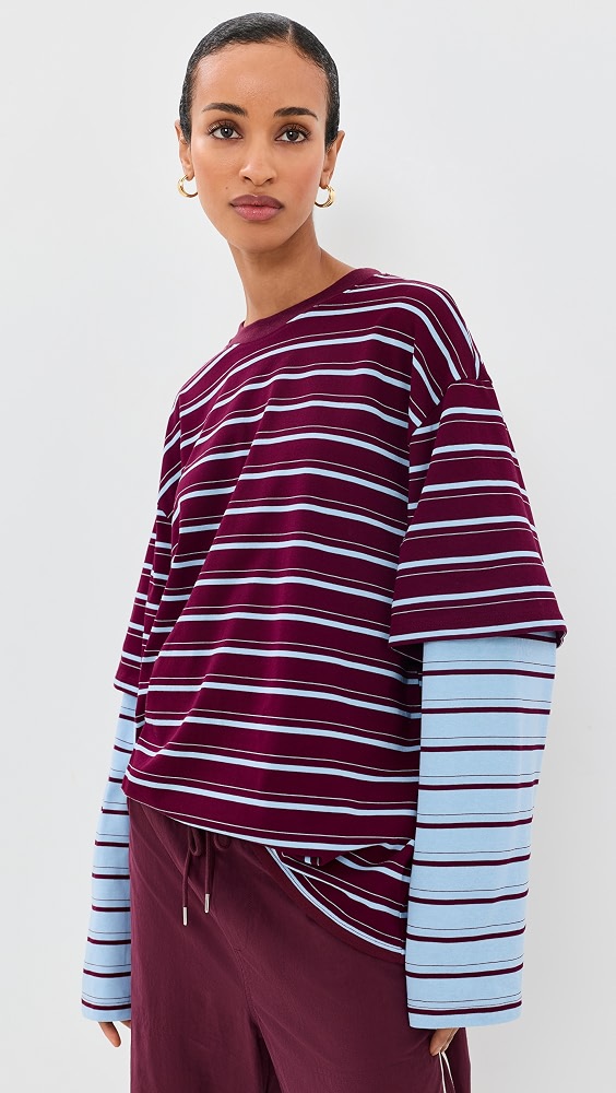 Bottega Shirt - Burgundy Sky Stripe