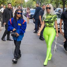 Kim Kardashian and North West are seen during the Paris Fashion Week *on July 05, 2022 in Paris, France. 