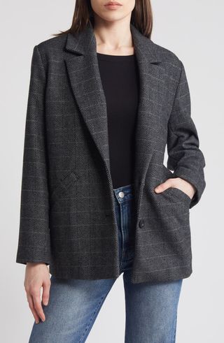 Chevron Oversize Single Breasted Blazer