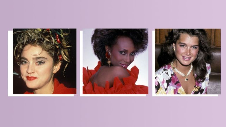 best 80s makeup trends on Madonna, Iman, Brooke shields 