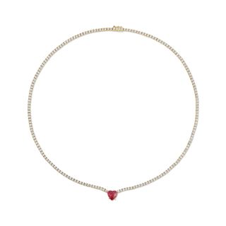 Hepburn Choker With Ruby Heart Center