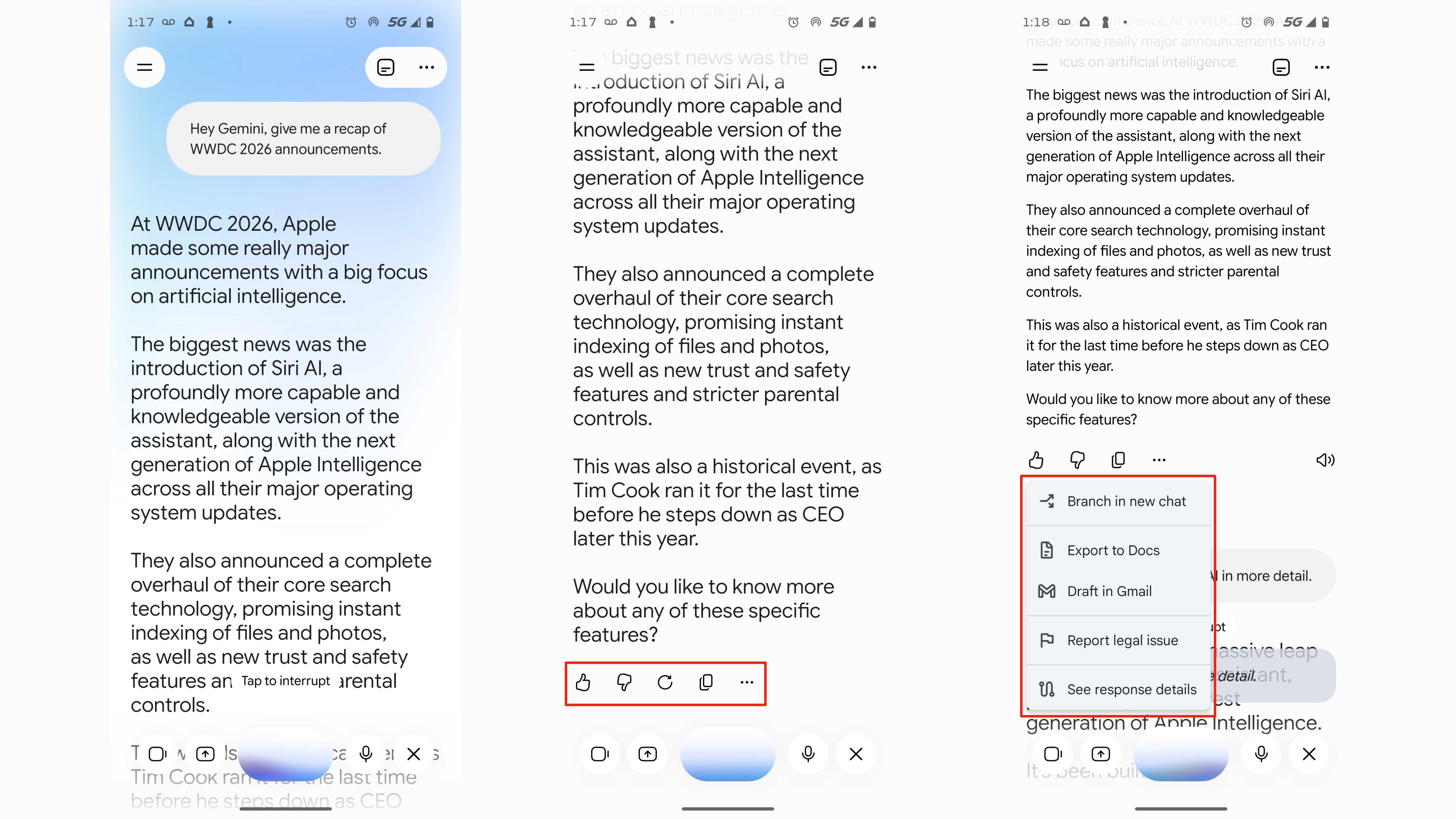Gemini Live's new Neural Expressive design language and user interface.