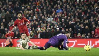 Mohamed Salah scored Liverpool’s second goal against Manchester United