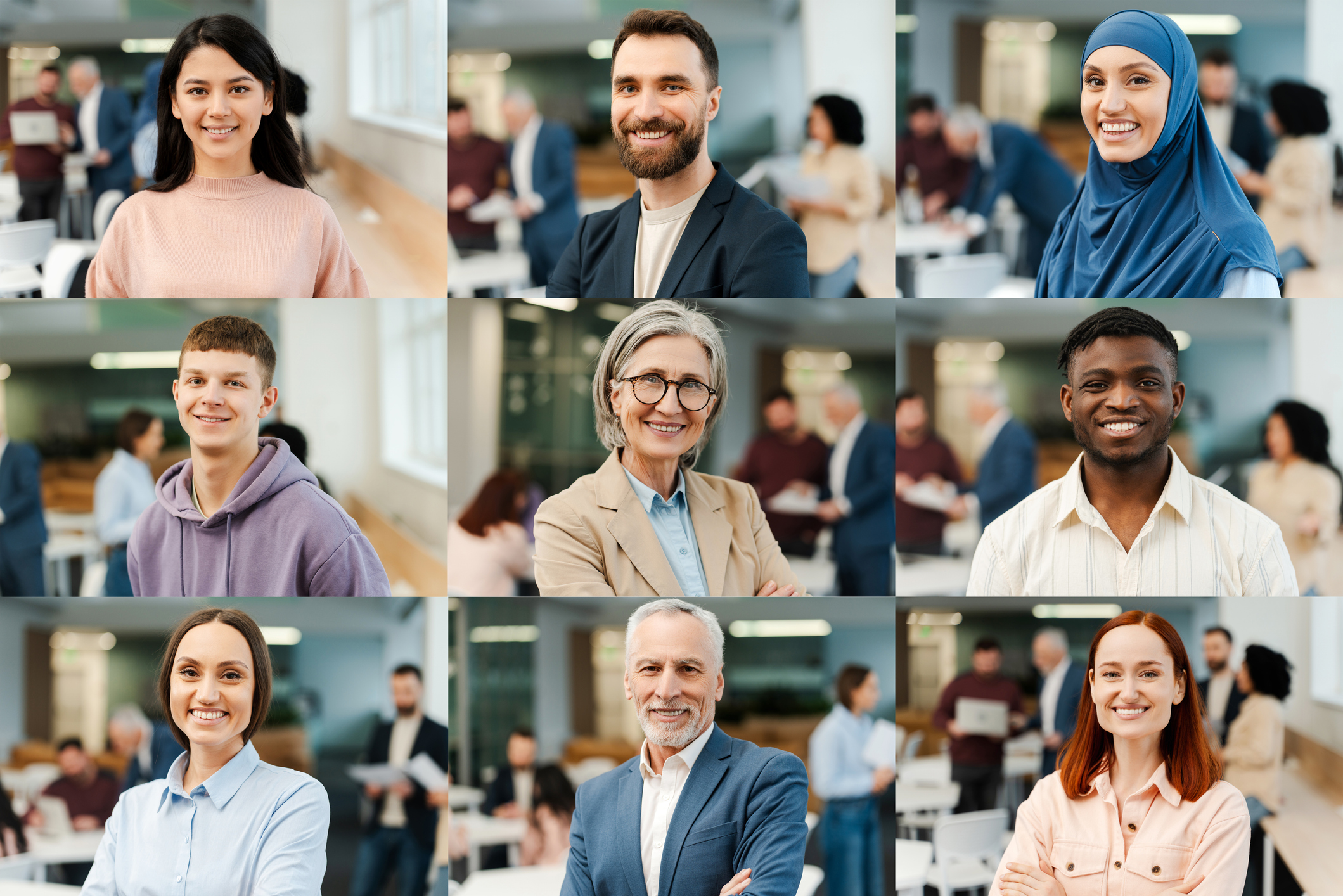 Group of smiling multiracial business people