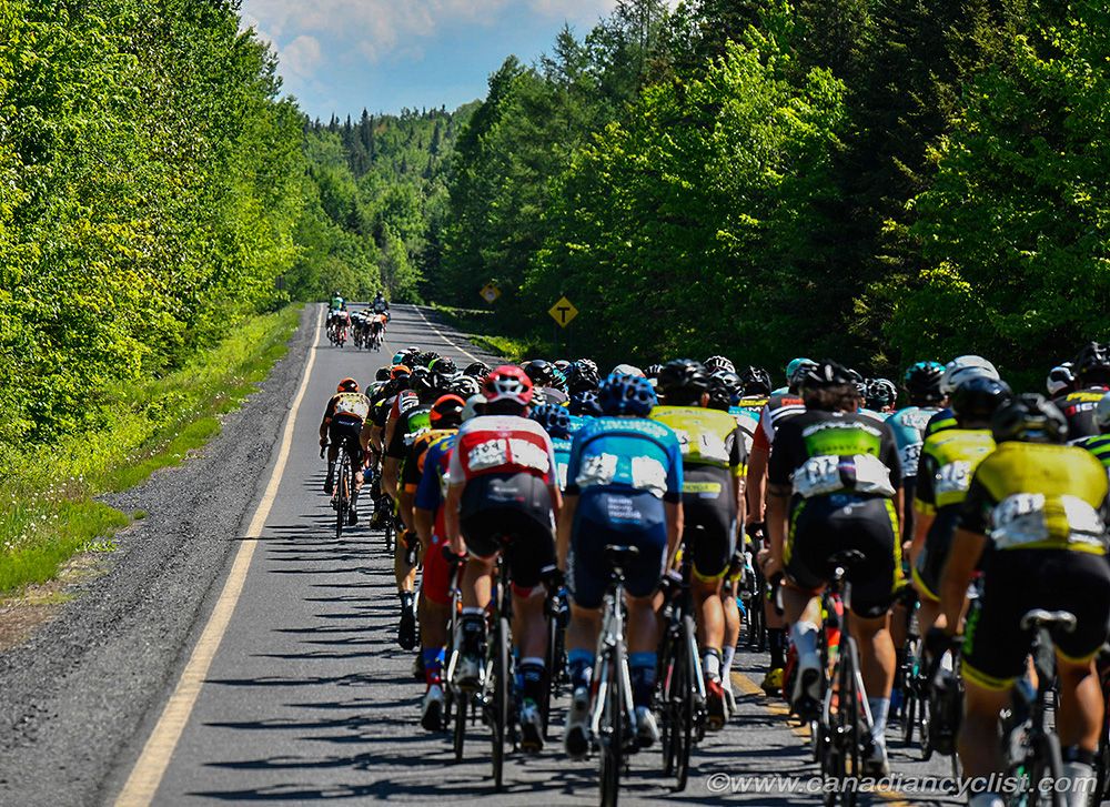 A break goes up the road during stage 1 at Tour de Beauce