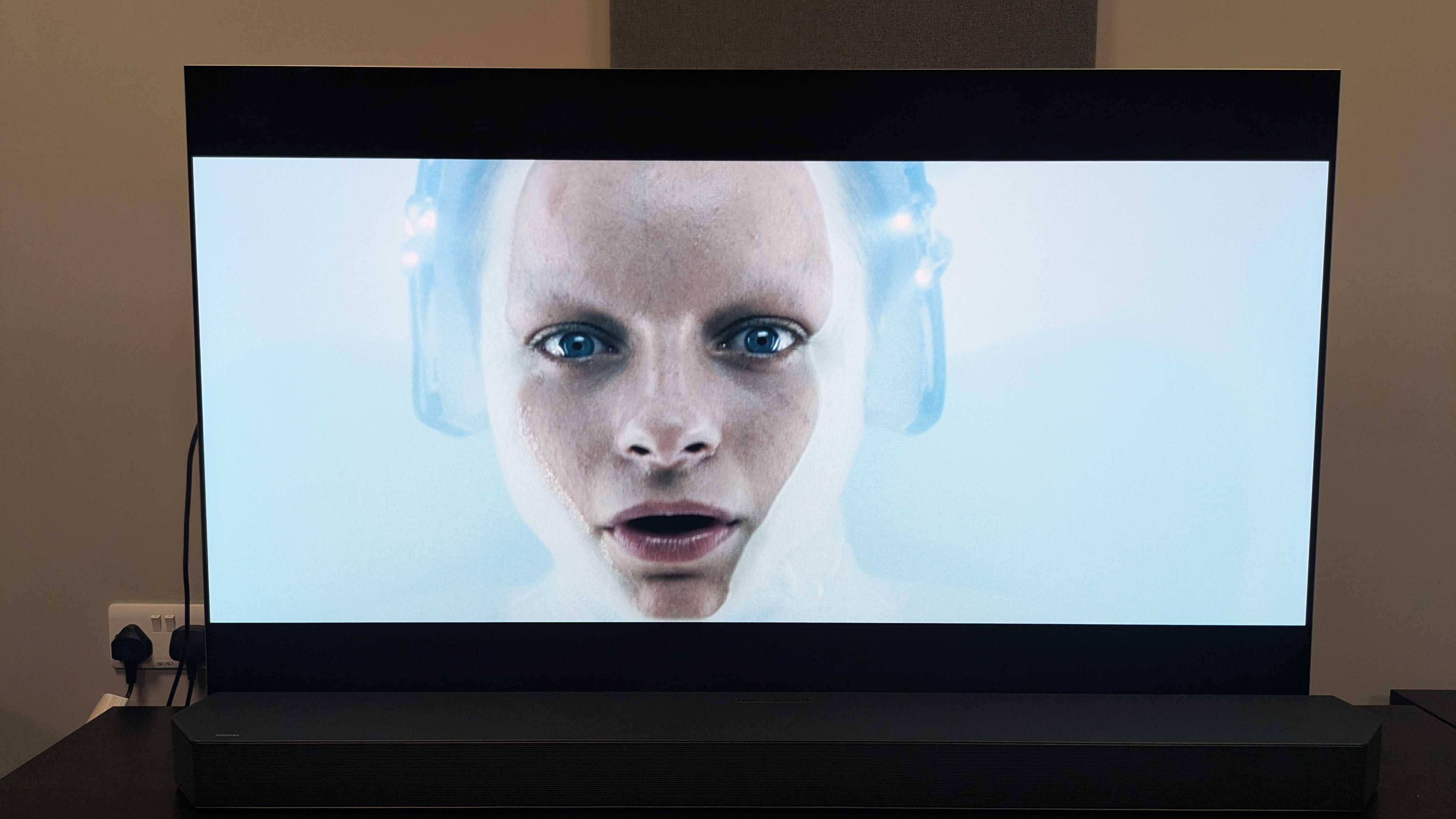 Shot of Minority Report 4K Blu-ray on LG G5 showing close up of Agatha the precog's face