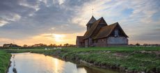 CP111K Fairfield Church on Romney Marsh in Kent captured shortly before sunset