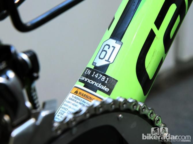 Peter Sagan (Cannondale Pro Cycling) is most definitely not riding a standard 61cm frame in any sense