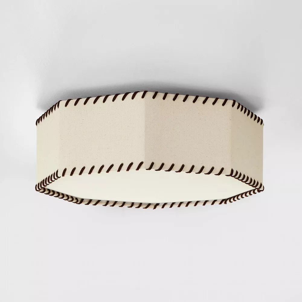 Studio McGee whipstitch detail hexagonal flush mount light fixture