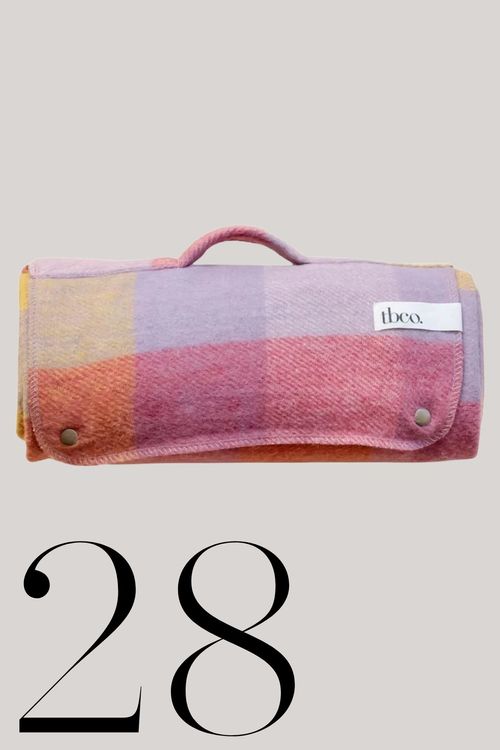 Wool Picnic Blanket in Lilac Gradient Gingham