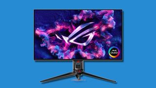 gaming monitor against blue background