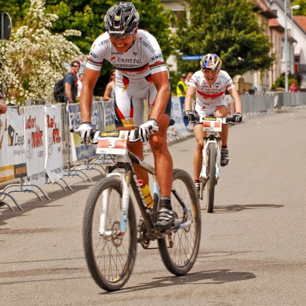 Sabine Spitz (Central Ghost) sprints to a win.