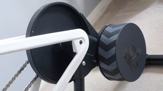 Zwift Ride smart bike, a close-up photo of the turbo trainer