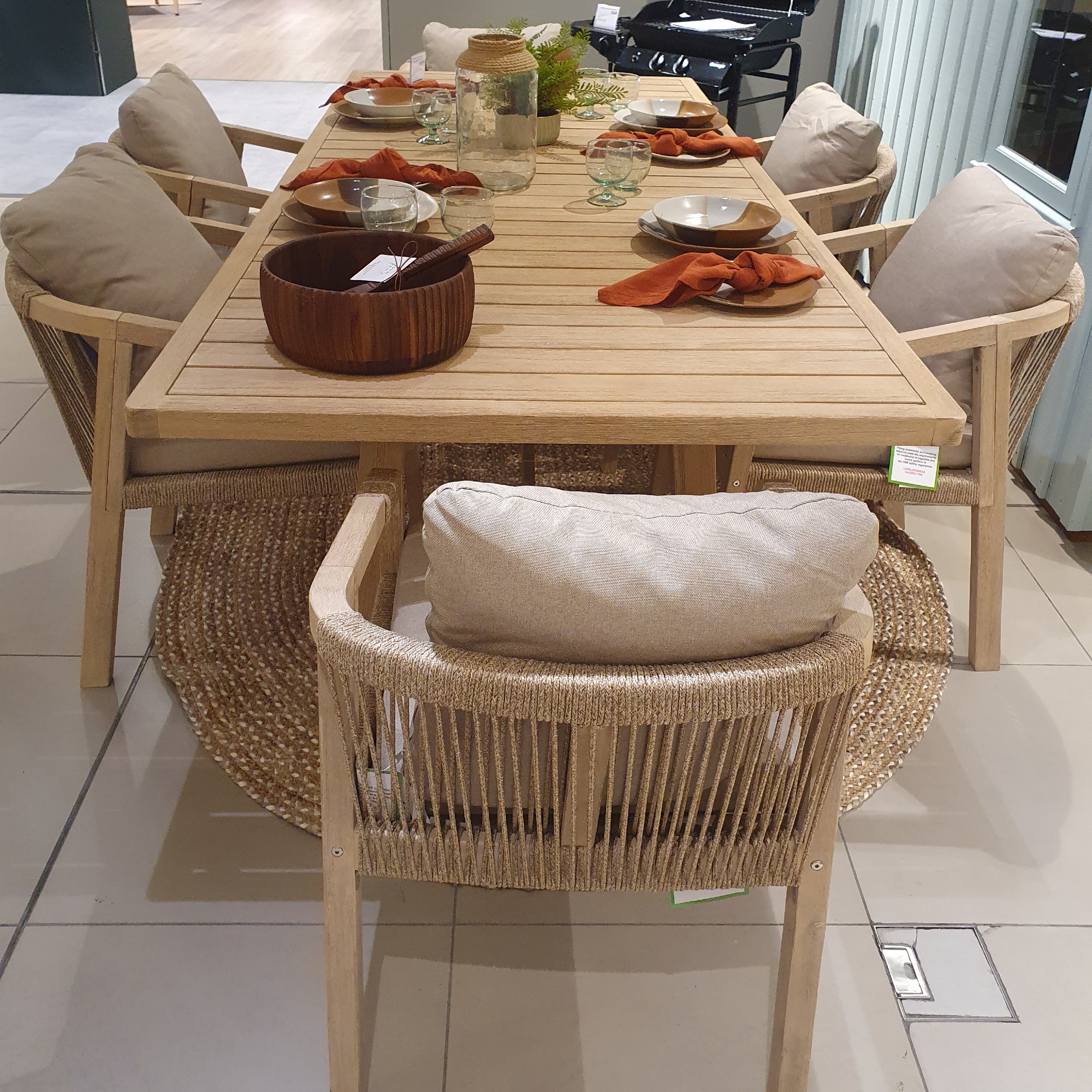 The Kettler Cora dining set on display at a John Lewis store