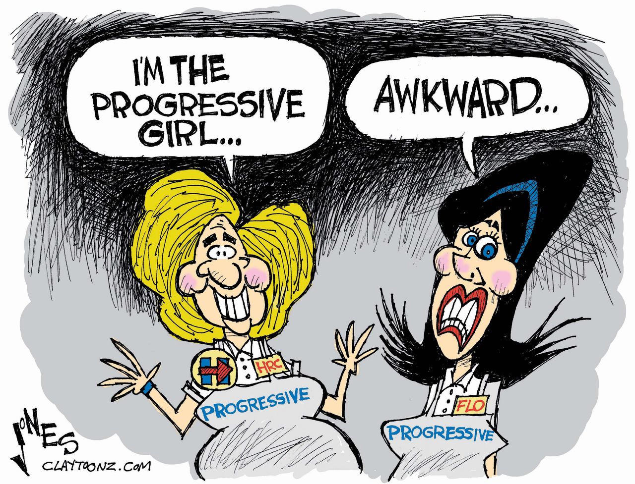 Political cartoon U.S. Hillary progressive