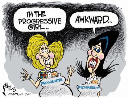 Political cartoon U.S. Hillary progressive