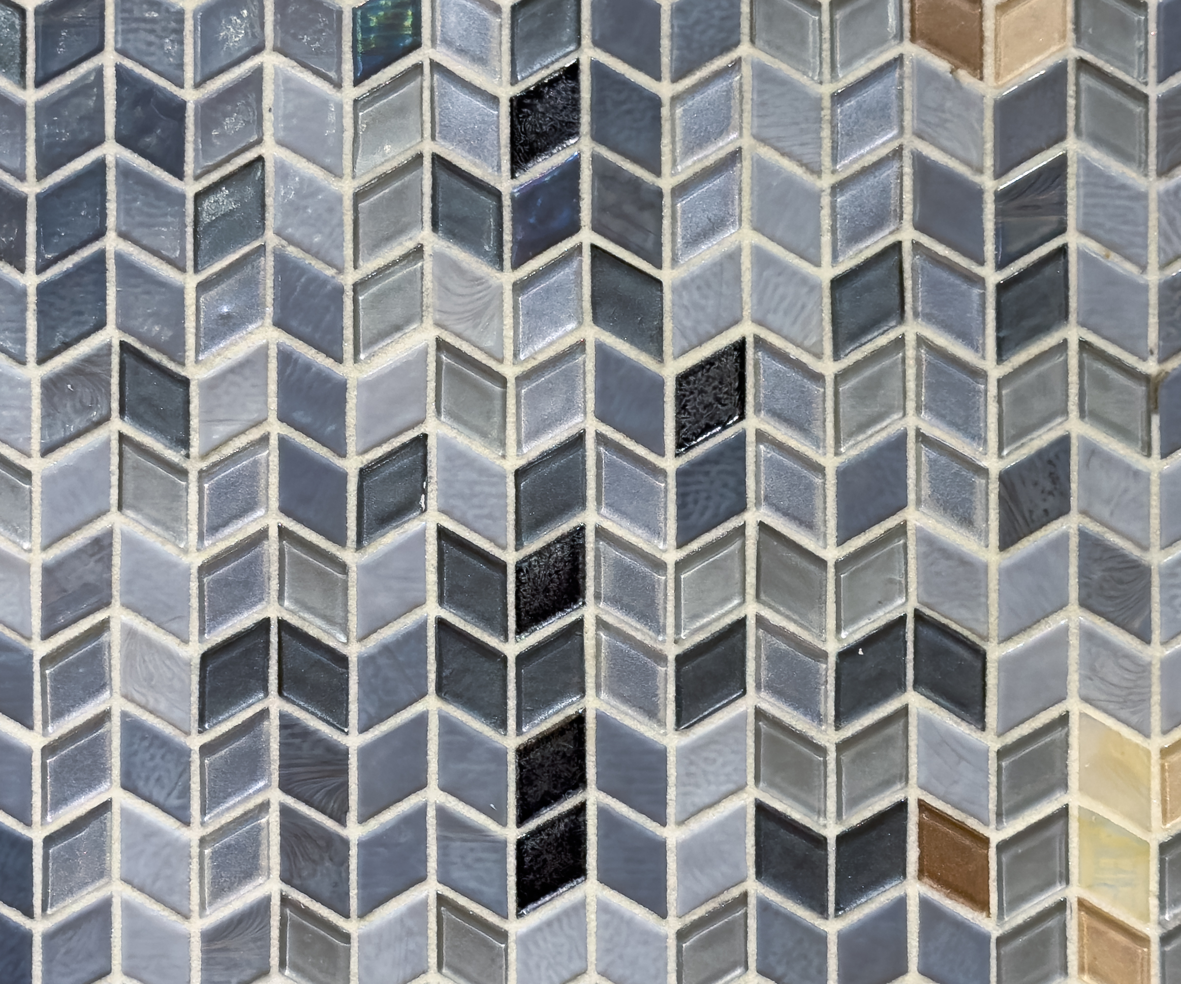 A chevron tile pattern on a wall