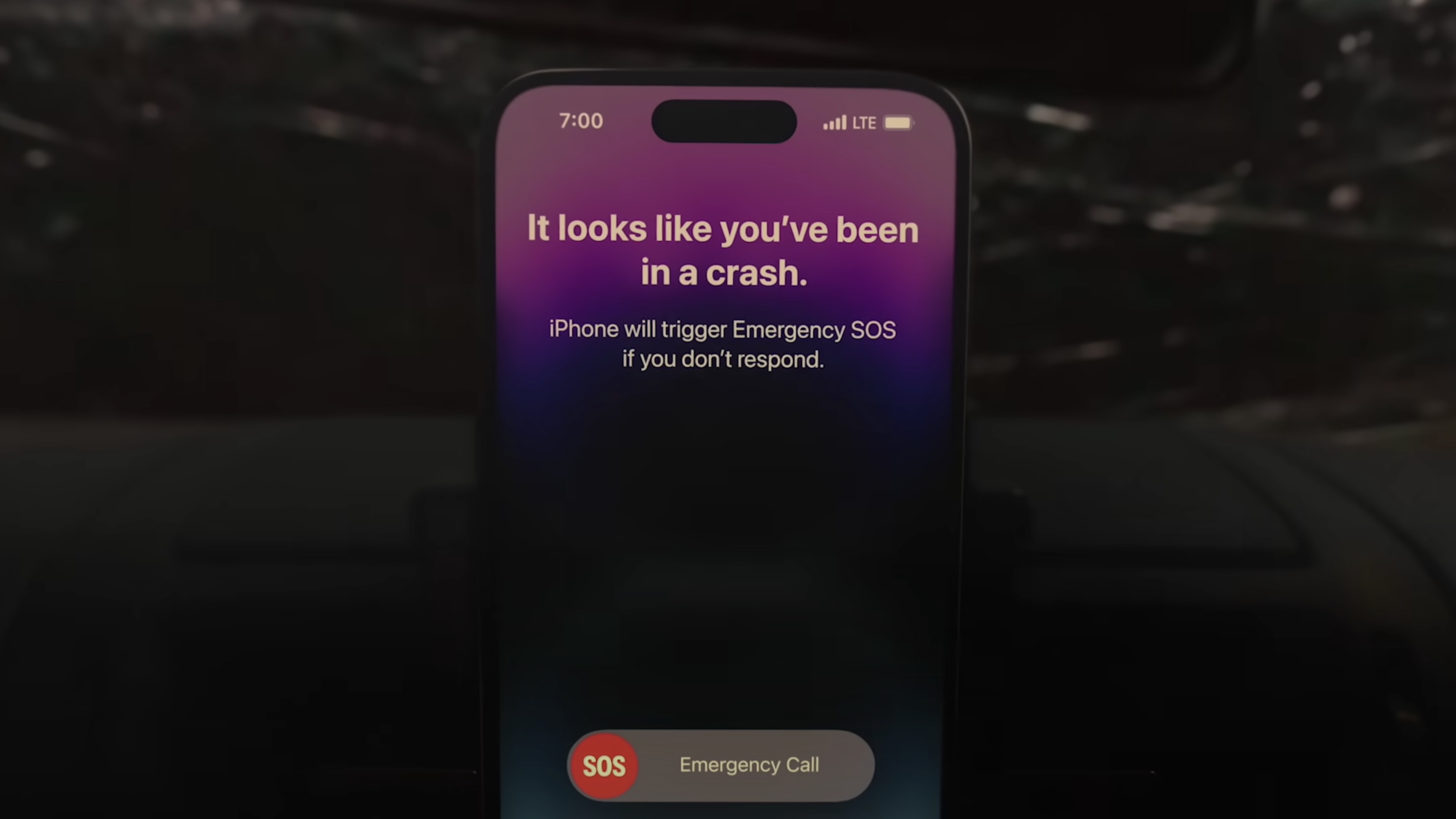 Détection d'accident de voiture sur iPhone 14 Pro