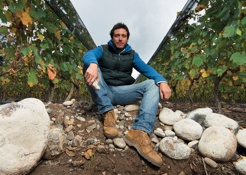 Sebasti&aacute;n Zuccardi sitting in one of the family&rsquo;s Malbec vineyards in the Uco Valley, Argentina