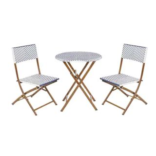 StyleWell French Caf 3-Piece Wicker Outdoor Patio Folding Bistro Set in black and white