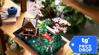 Lego Icons Tranquil Garden building set on a shelf