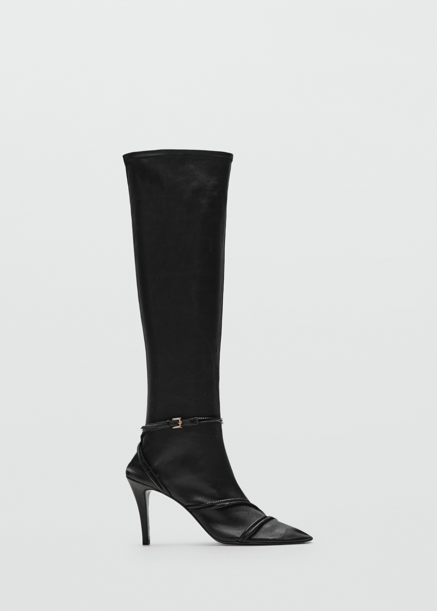 100% Leather High Boots With Straps - Women | Mango United Kingdom