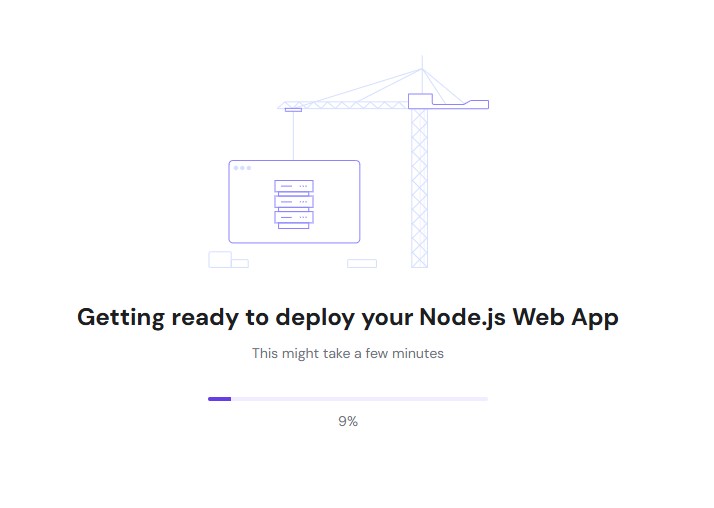 An image of the waiting window to upload a node.js app