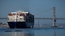 Chinese container ship outside Oakland, California