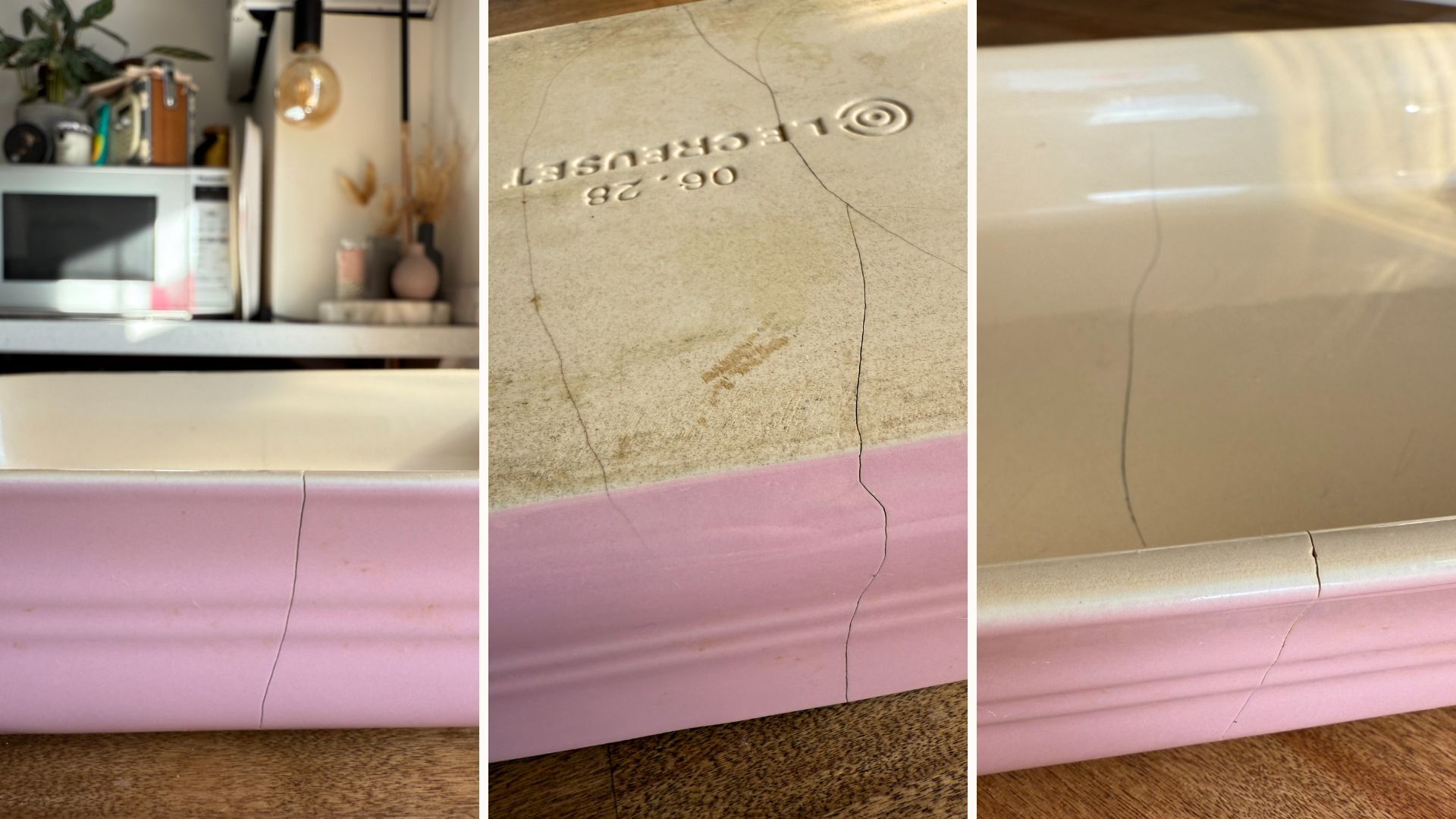Tamara's cracked Le Creuset dish