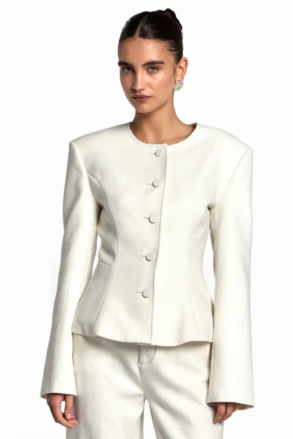 De Savary Cream Fitted Wool jacket
