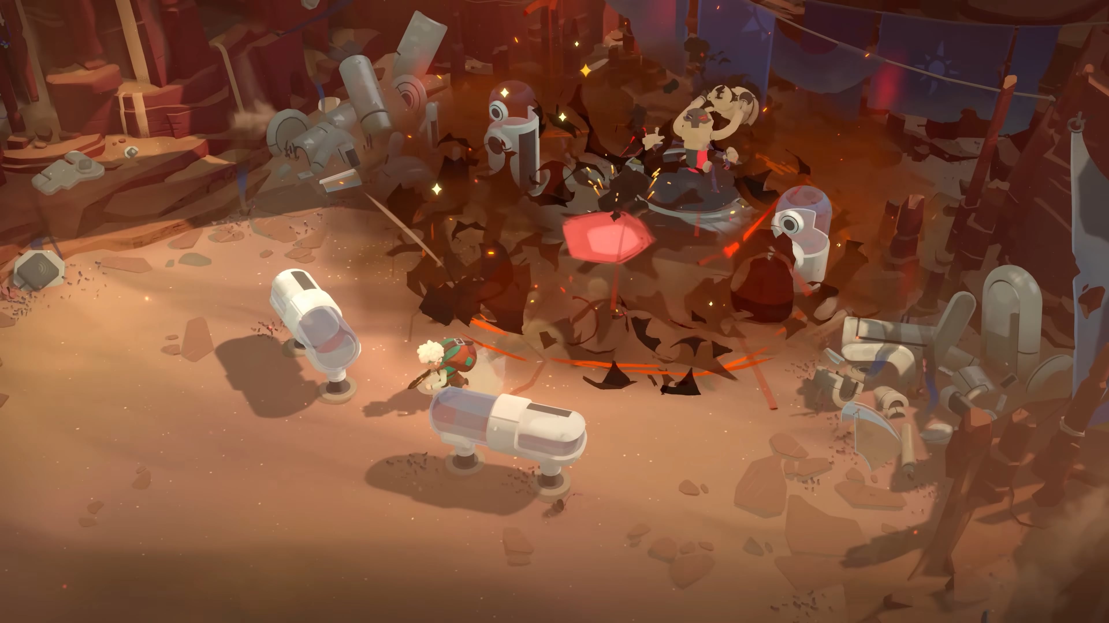 Moonlighter 2 screenshot of the boss getting up.
