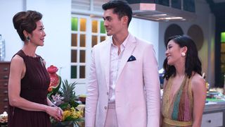 (L to R) Michelle Yeoh, Henry Golding and Constance Wu in Crazy Rich Asians