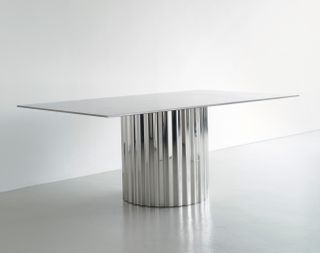 Table with corrugated steel cylinder base by Veronica Dagnert and Helena Jonasson