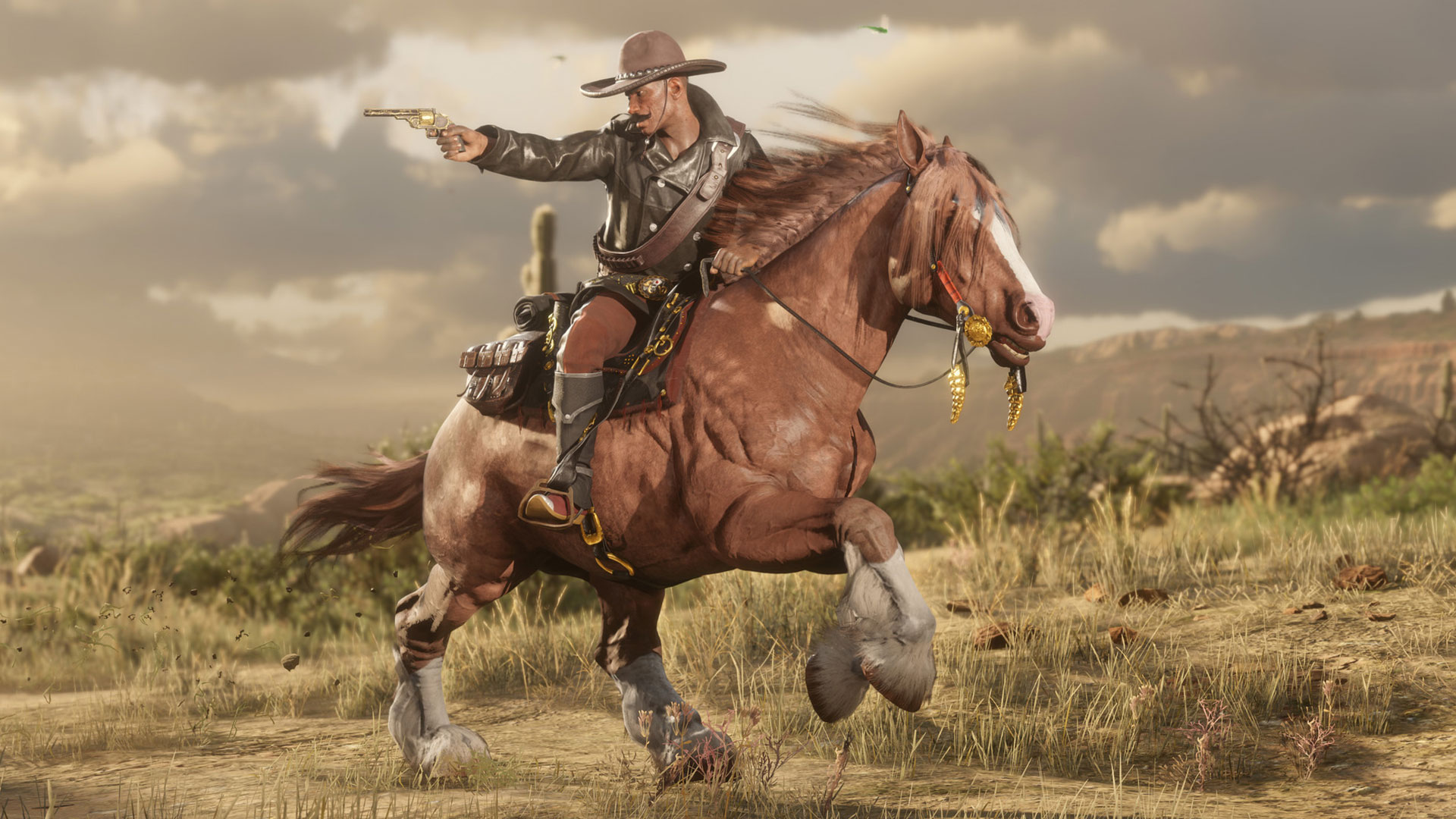 A player riding a horse in Red Dead Online