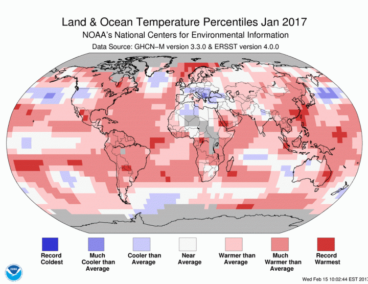 NOAA's analysis shows similar patterns of warm and cool areas around the world compared to NASA's analysis.