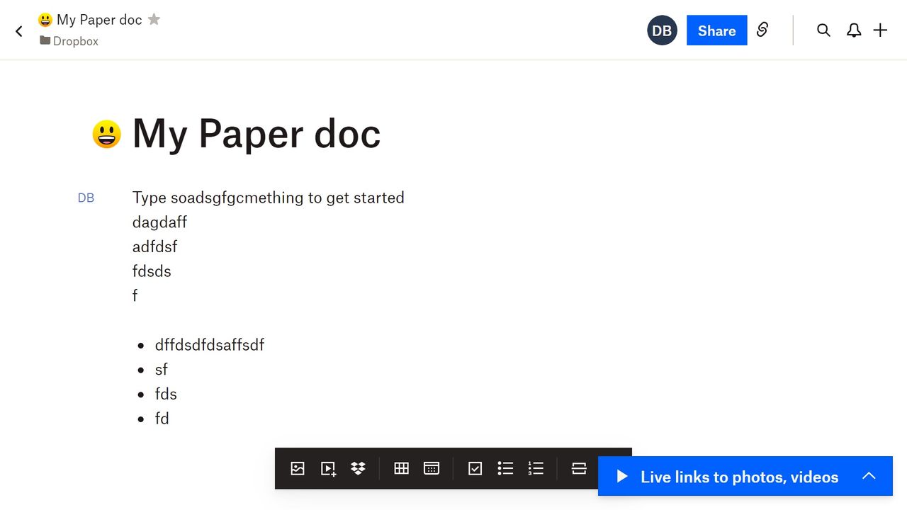 Dropbox Paper interface