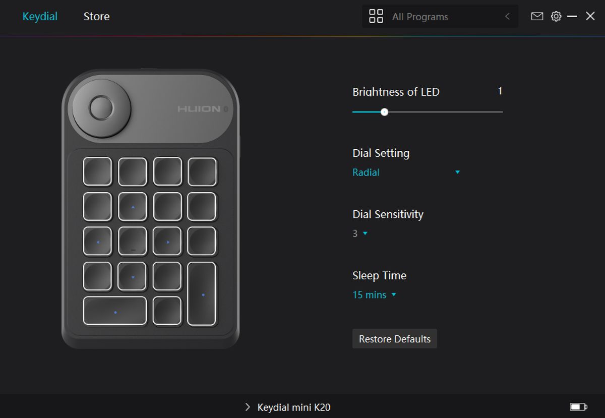 Screenshot form the Huion Kamvas Pro 24 (4K) drawing tablet