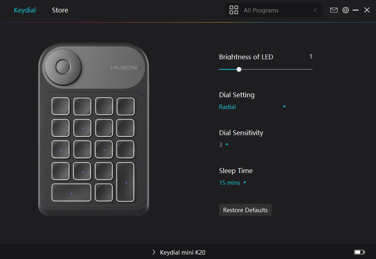 Screenshot form the Huion Kamvas Pro 24 (4K) drawing tablet