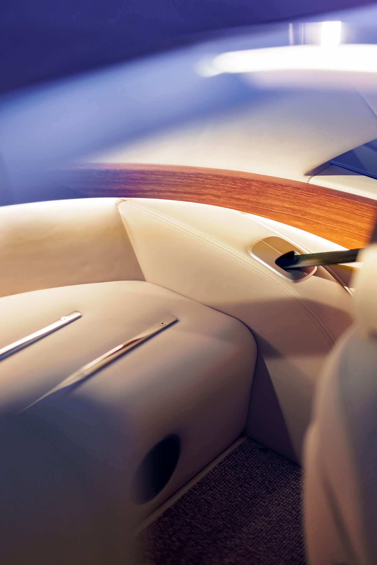 Details of Car 0's teak, aluminium and leather interior trim